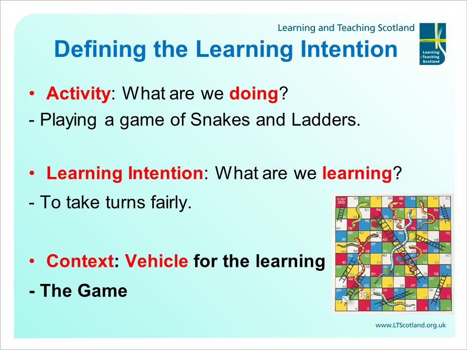Defining the Learning Intention