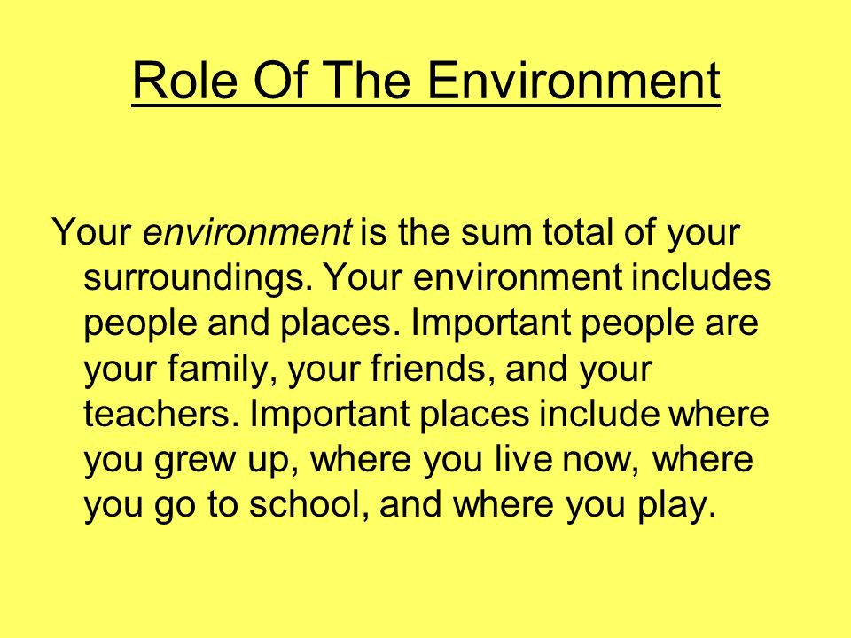 Role Of The Environment