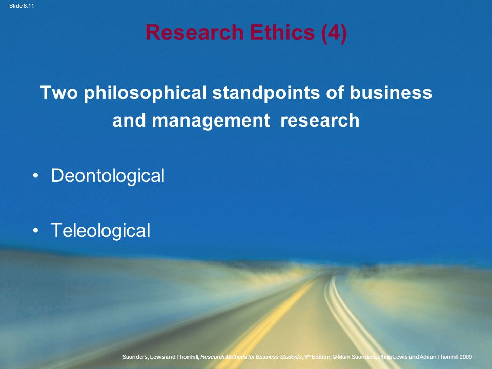 Two philosophical standpoints of business and management research