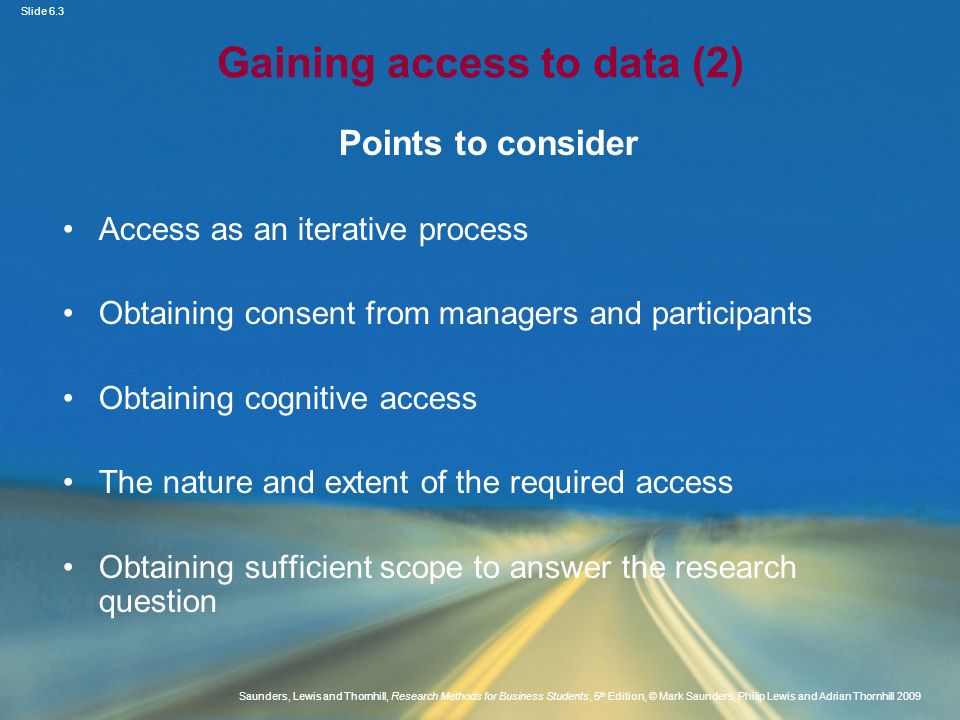 Gaining access to data (2)