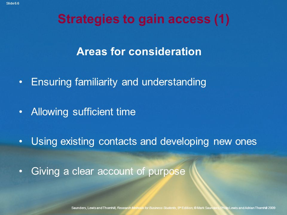Strategies to gain access (1)