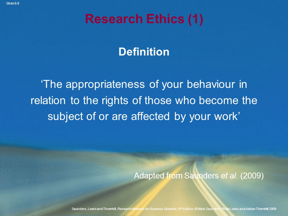 Research Ethics (1) Definition