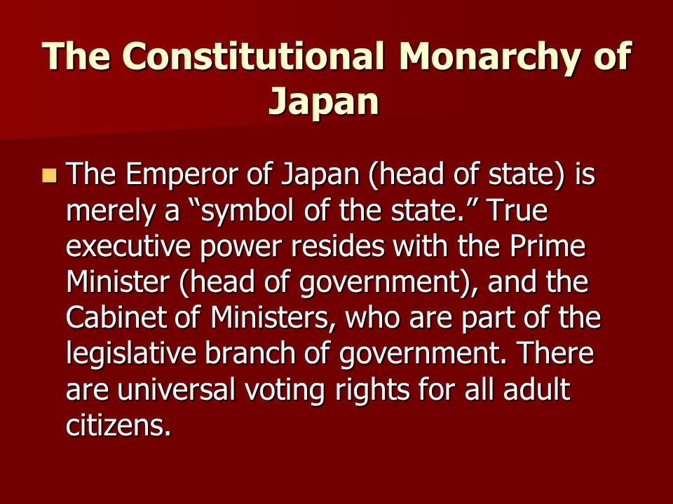 The Constitutional Monarchy of Japan