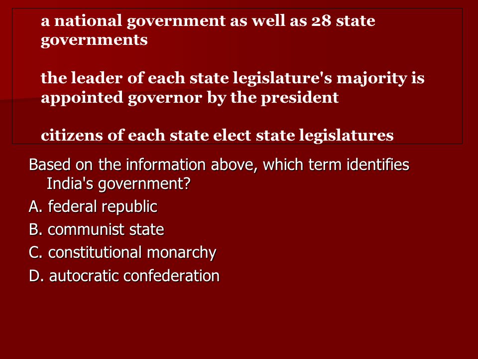 a national government as well as 28 state governments