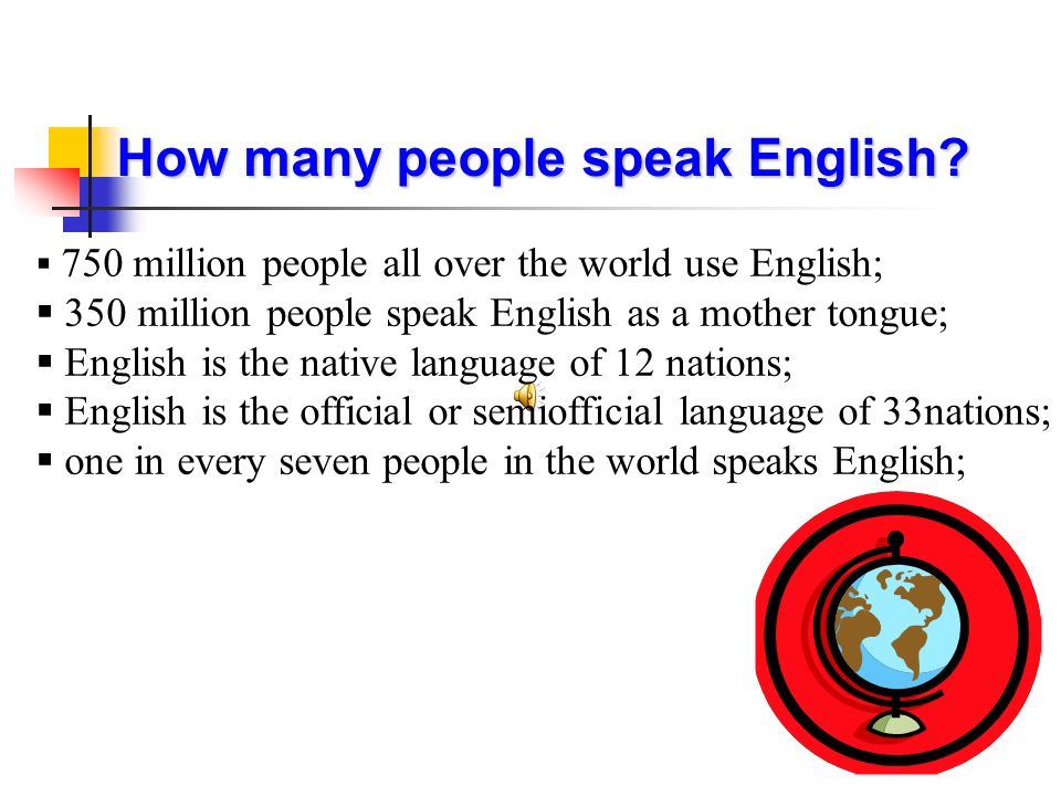 Why do you speak english. How many people speak English in the World. How many people speak English. How many people. Many people speak English!.