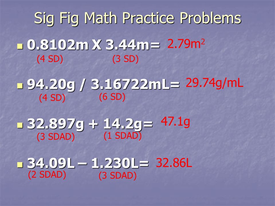 Sig Fig Math Practice Problems