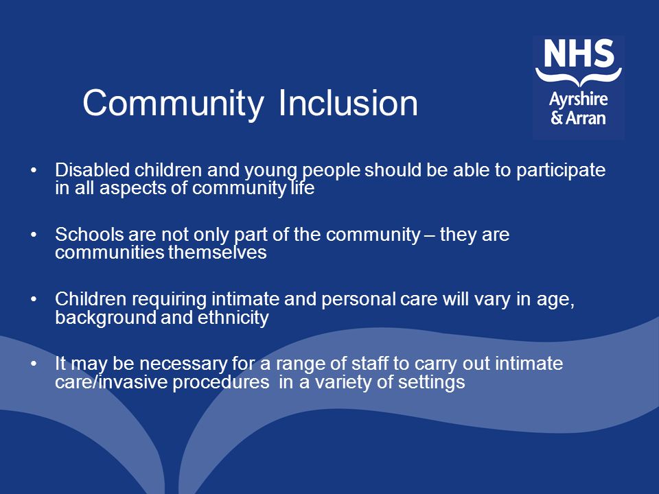 Community Inclusion Disabled children and young people should be able to participate in all aspects of community life.