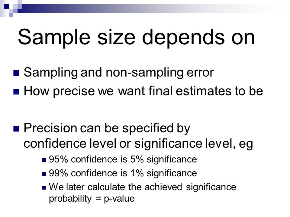 Sample size depends on Sampling and non-sampling error