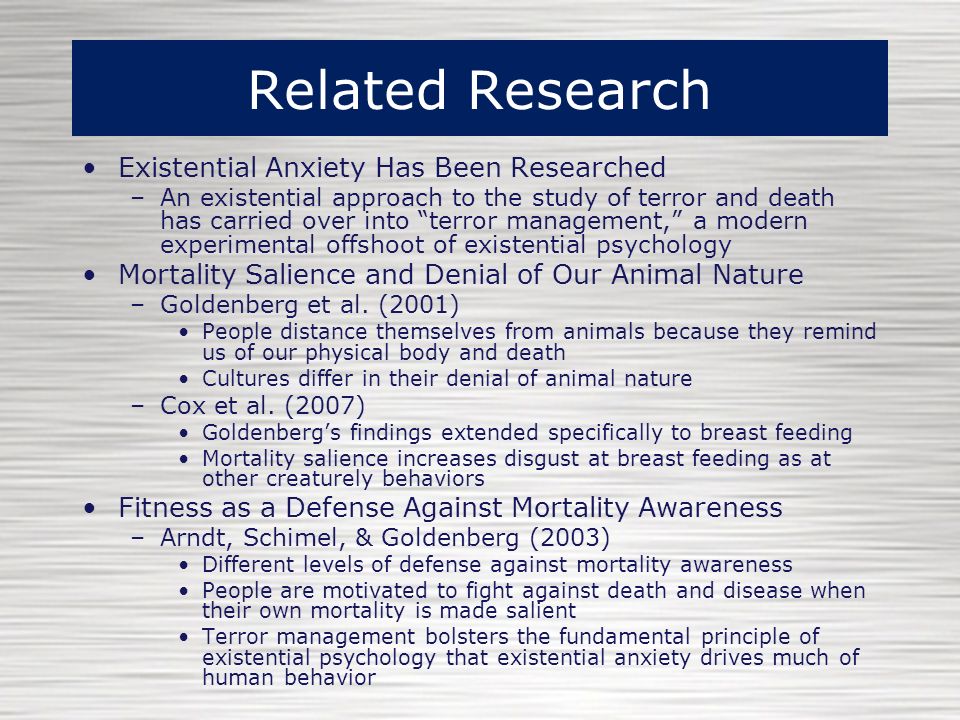 Related Research Existential Anxiety Has Been Researched