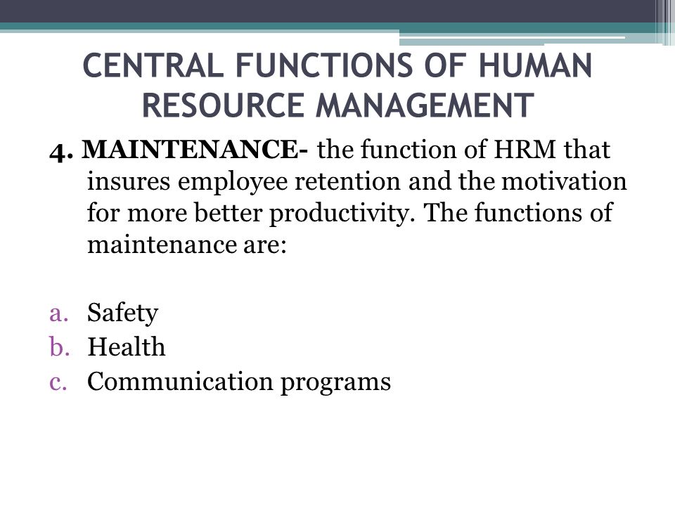 maintenance function of human resource management