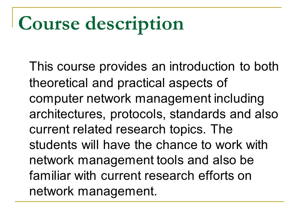 Course description