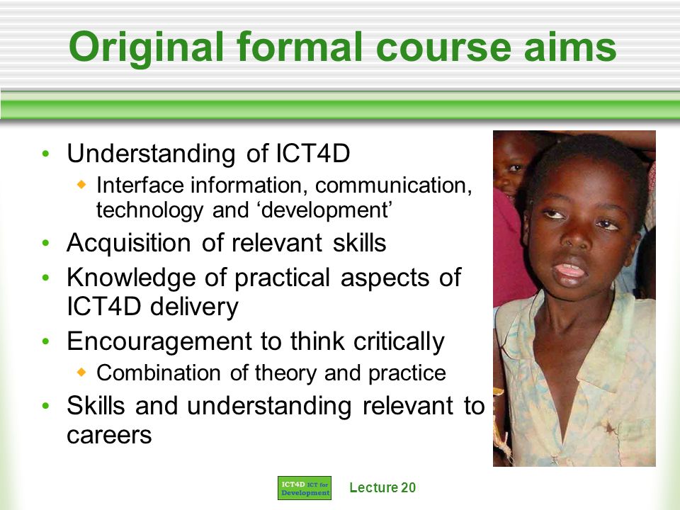 Original formal course aims