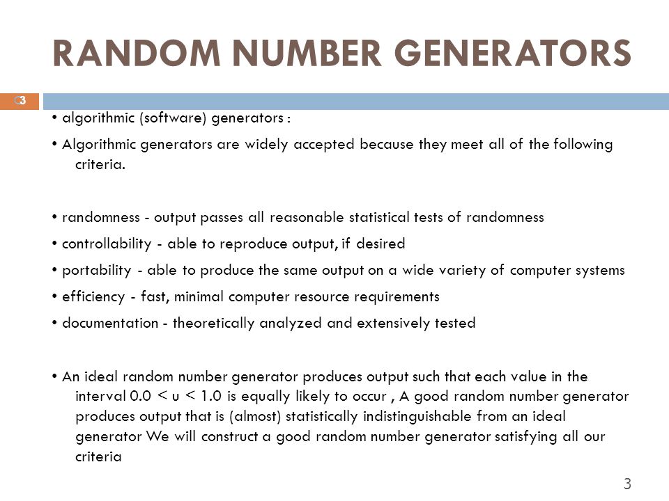 Modeling And Simulation Random Number Generators Ppt Download