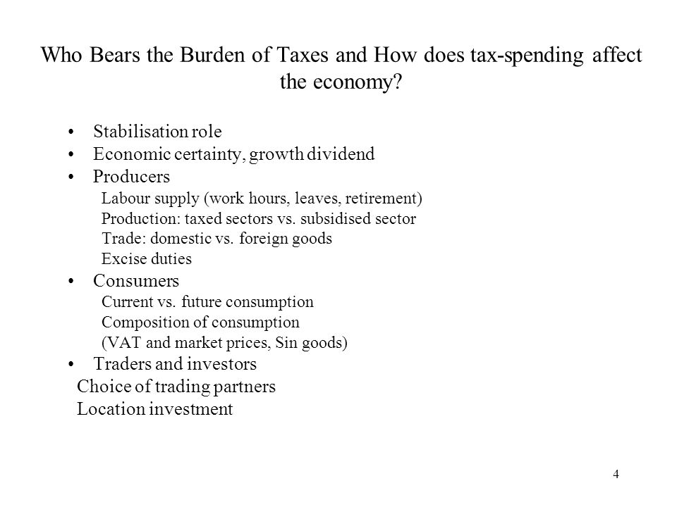 Who Bears the Burden of Taxes and How does tax-spending affect the economy
