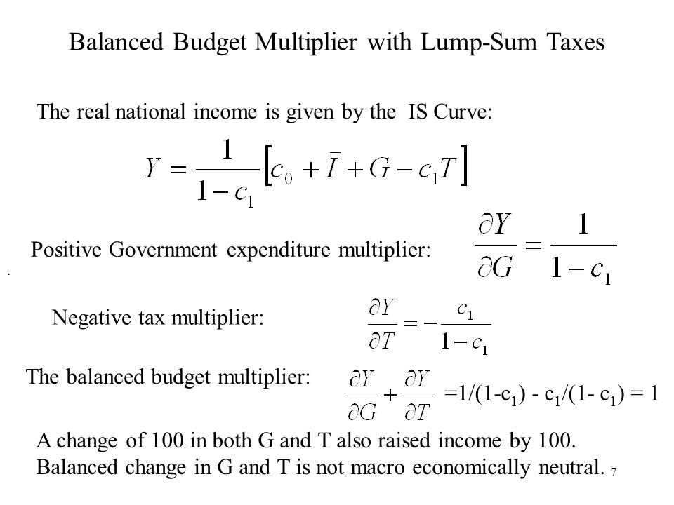 Balanced Budget Multiplier with Lump-Sum Taxes