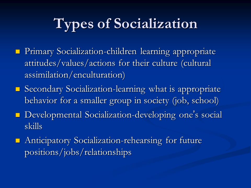 secondary socialisation examples