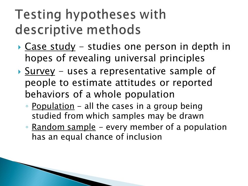 Testing hypotheses with descriptive methods