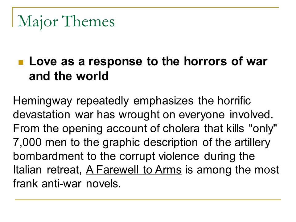 theme of love and war in a farewell to arms