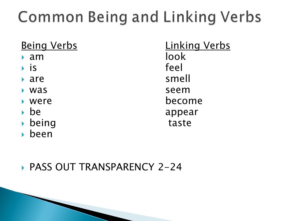 Common Being and Linking Verbs
