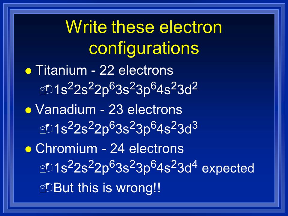 Write these electron configurations