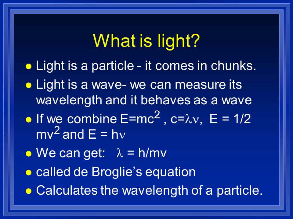 What is light Light is a particle - it comes in chunks.