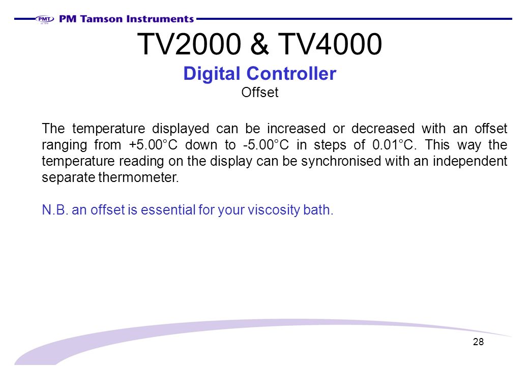 TV2000 & TV4000 Digital Controller Offset