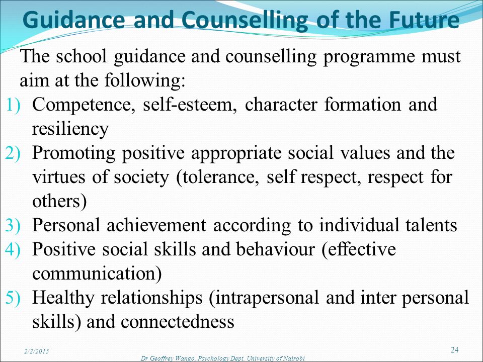 Guidance and Counselling of the Future