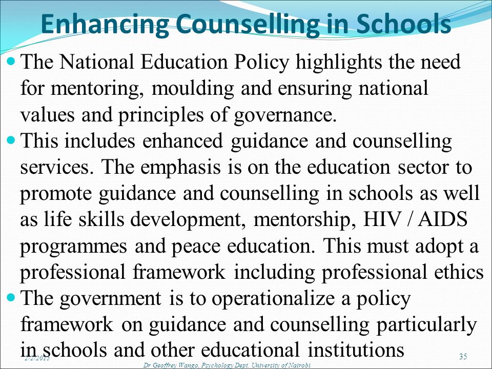 Enhancing Counselling in Schools