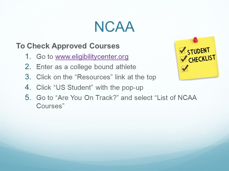 NCAA To Check Approved Courses Go to