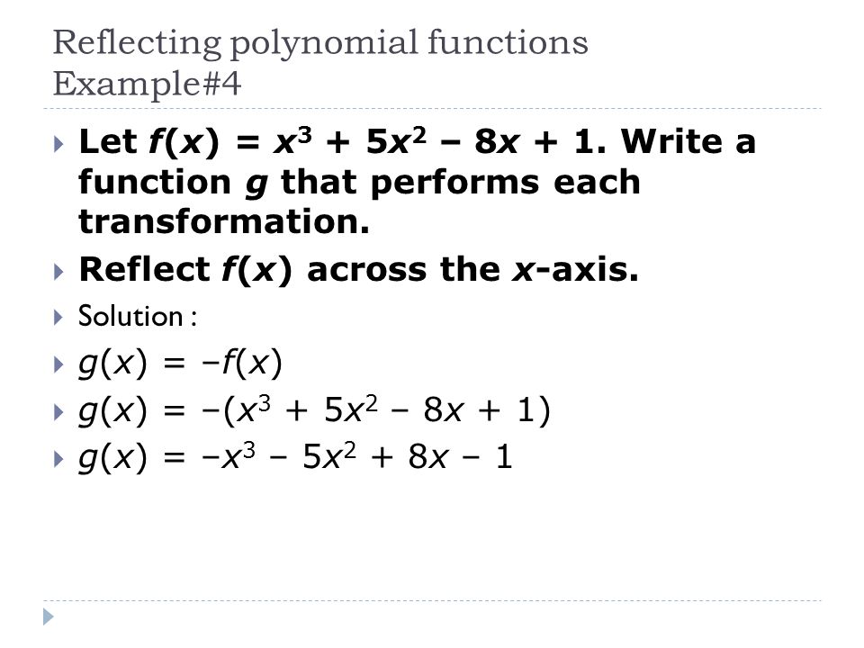Reflecting polynomial functions Example#4