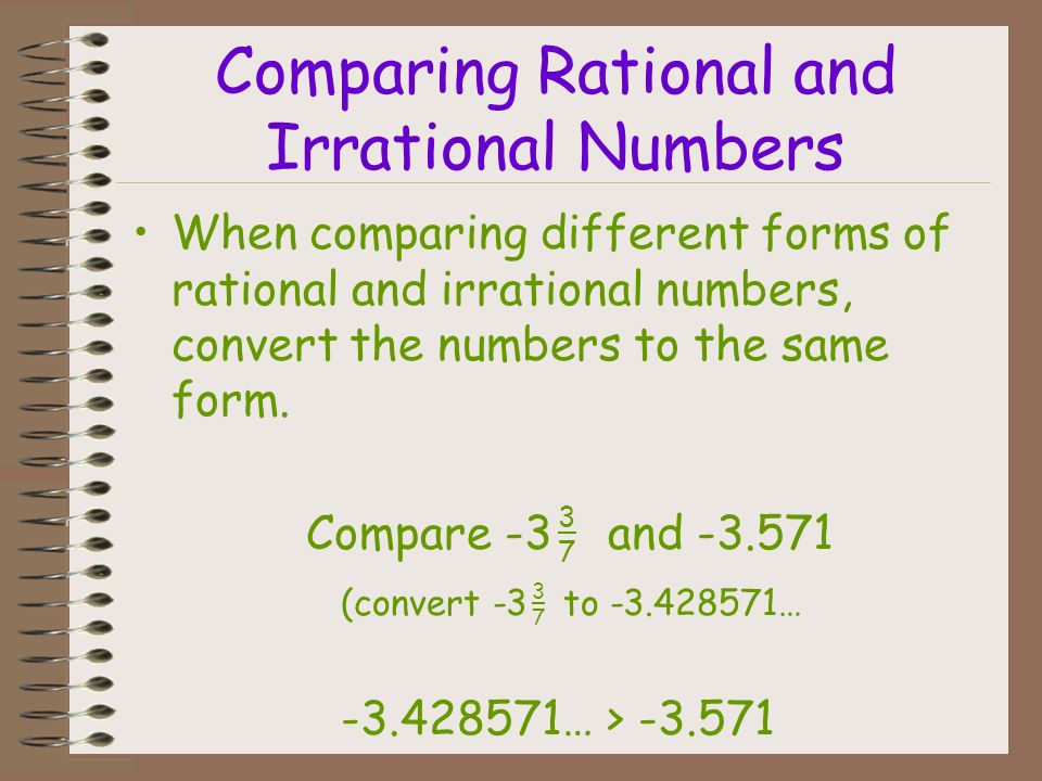 Comparing Rational and Irrational Numbers
