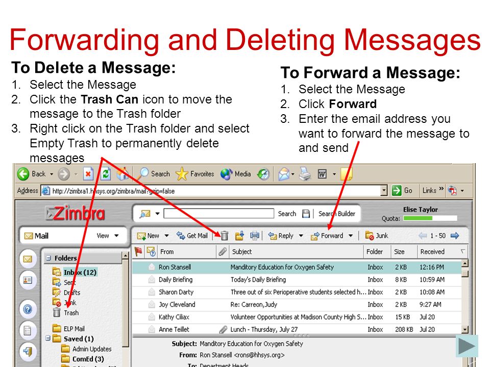 Forwarding and Deleting Messages