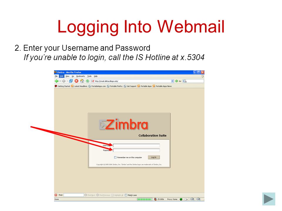 Logging Into Webmail 2.