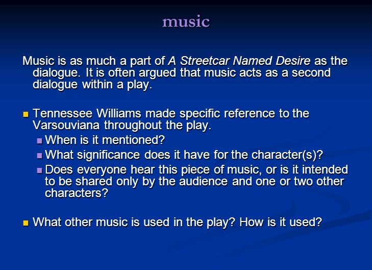 tennessee williams a streetcar named desire analysis