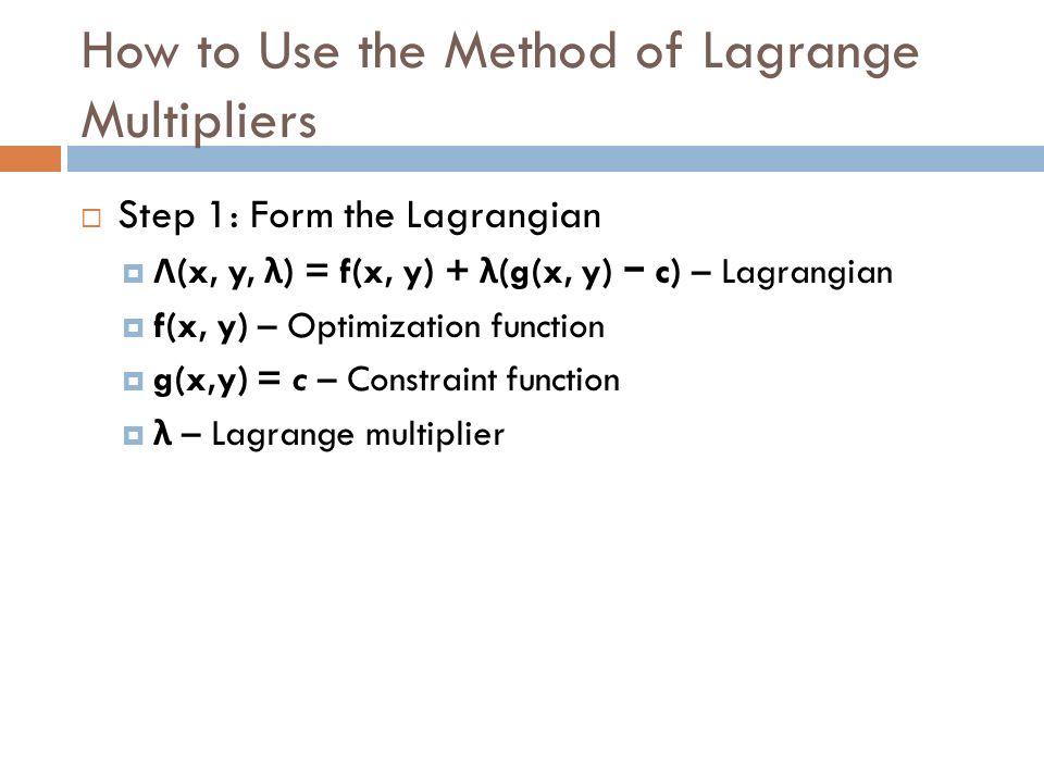 Lagrange Multipliers By Rohit Venkat Ppt Video Online Download