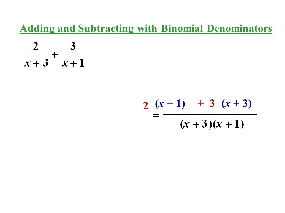 Adding and Subtracting with Binomial Denominators