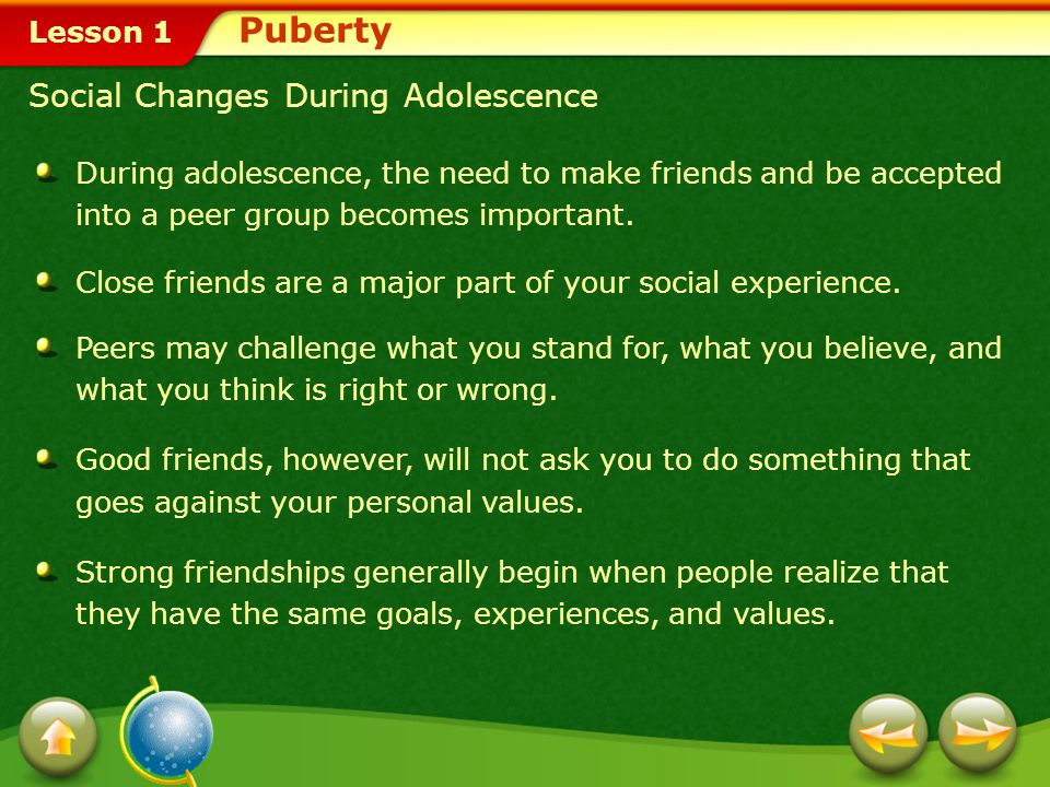 social changes in adolescence examples