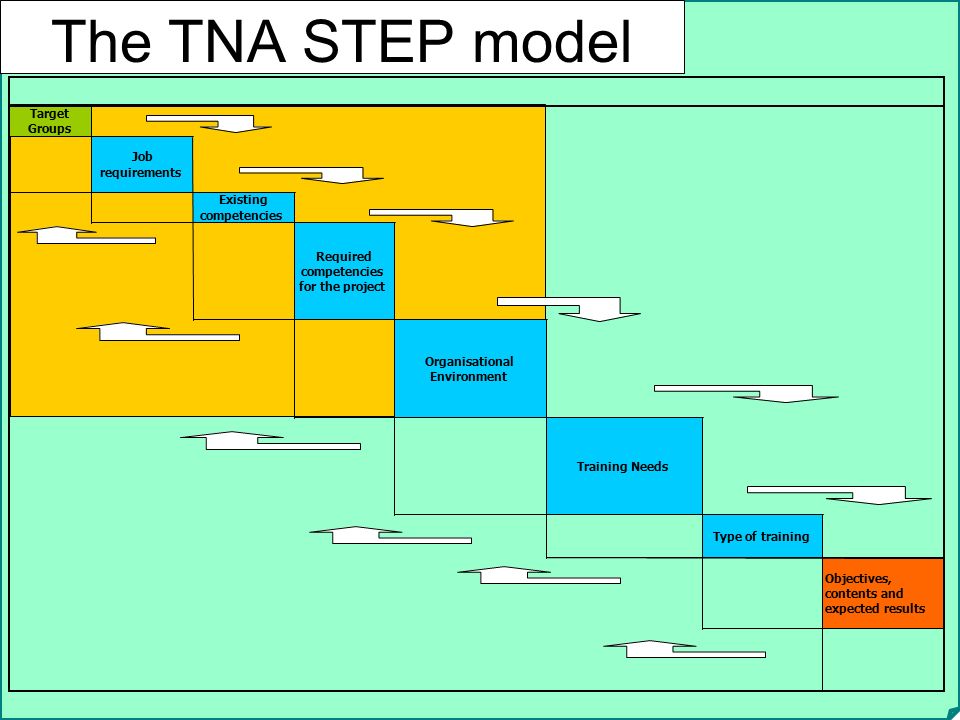 The TNA STEP model Target Groups Job requirements Existing