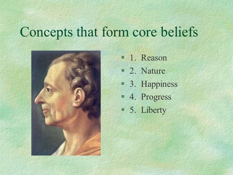 Concepts that form core beliefs