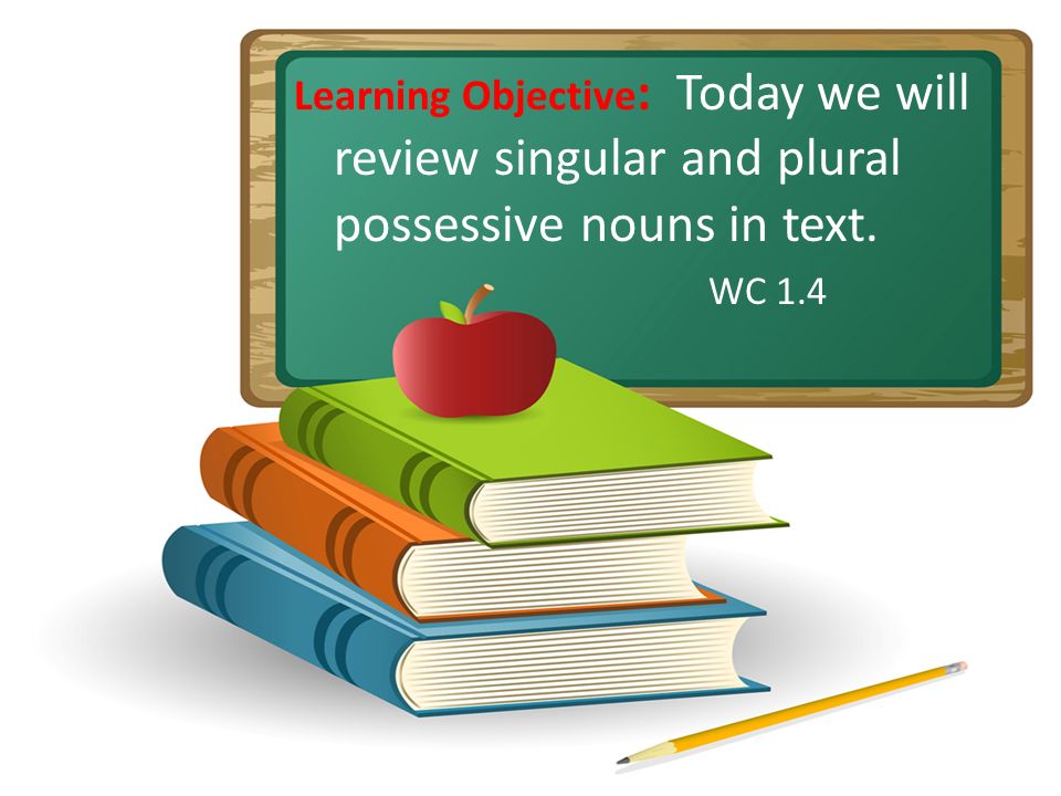 Learning Objective: Today we will review singular and plural possessive nouns in text.