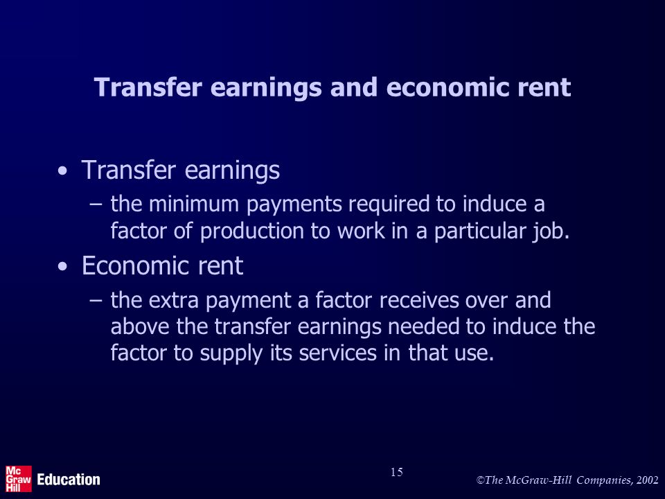 Transfer earnings and economic rent (2)