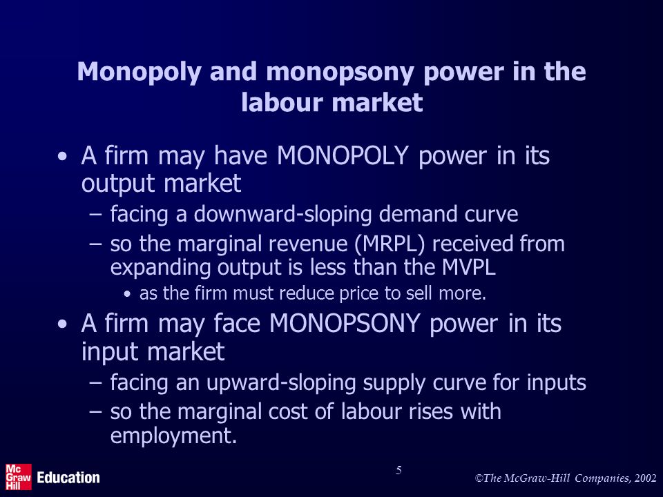 Monopoly and monopsony power (2)
