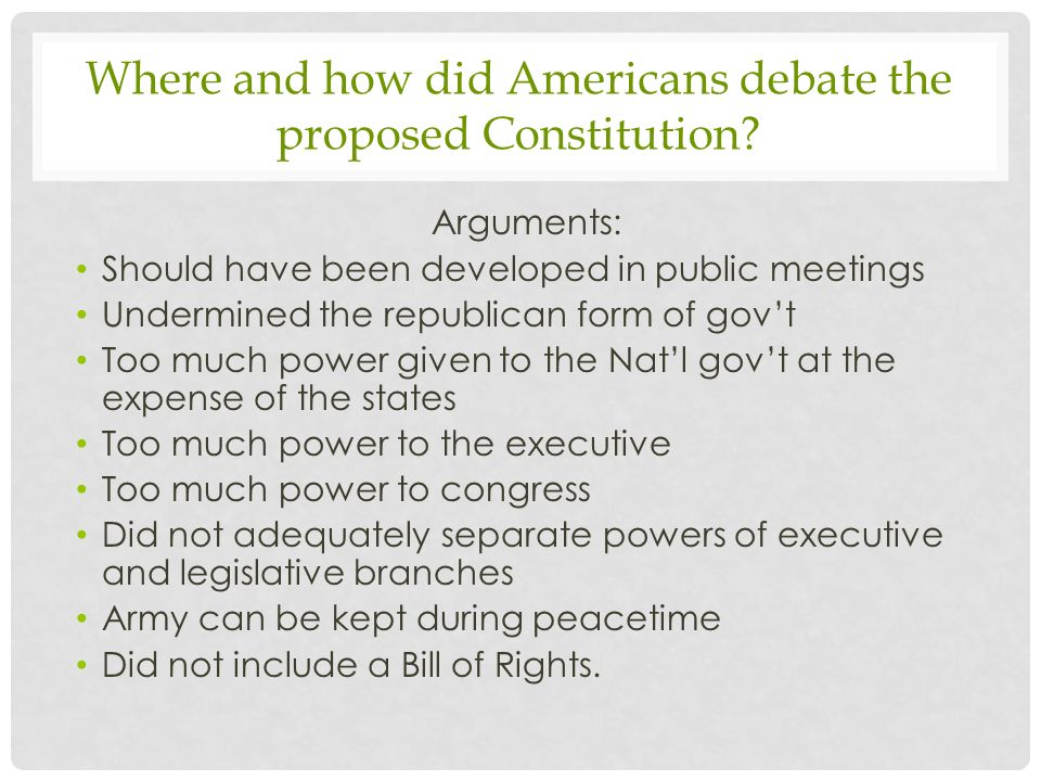 Where and how did Americans debate the proposed Constitution