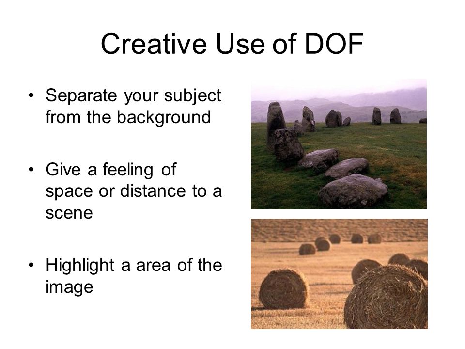 Creative Use of DOF Separate your subject from the background