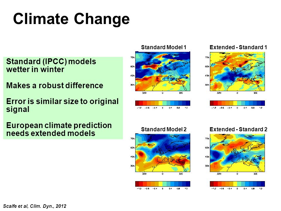 Climate Change Standard (IPCC) models wetter in winter