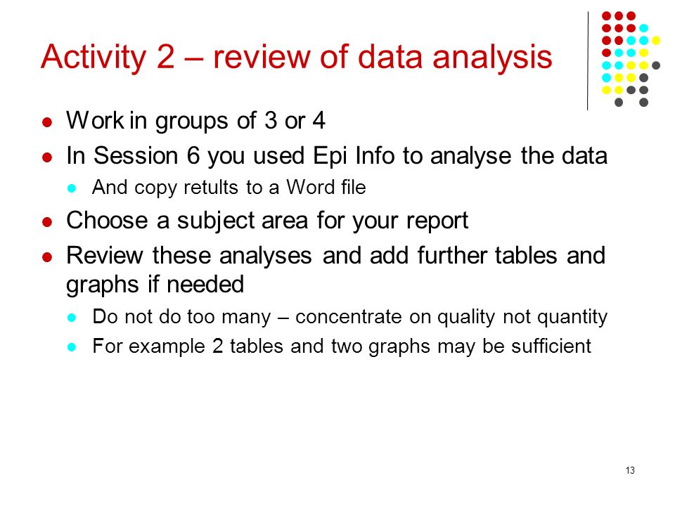 Activity 2 – review of data analysis