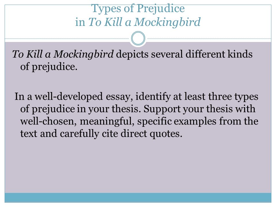 examples of prejudice in to kill a mockingbird