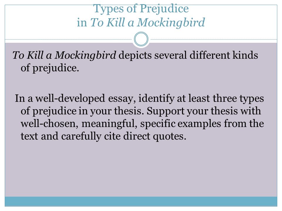 Types Of Prejudice In To Kill A Mockingbird Ppt Video Online