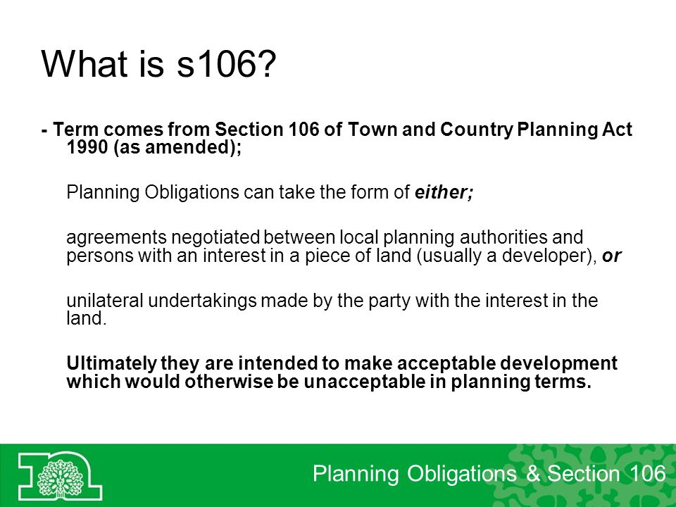 Public Question Town And Country Planning Act 1990 Section 106