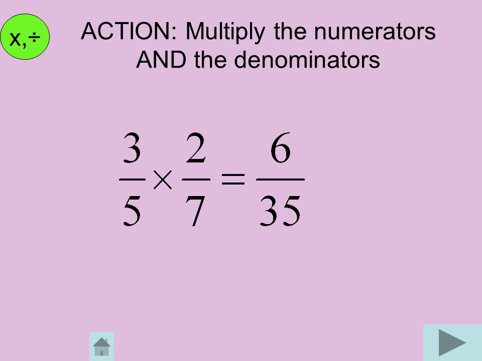 ACTION: Multiply the numerators AND the denominators